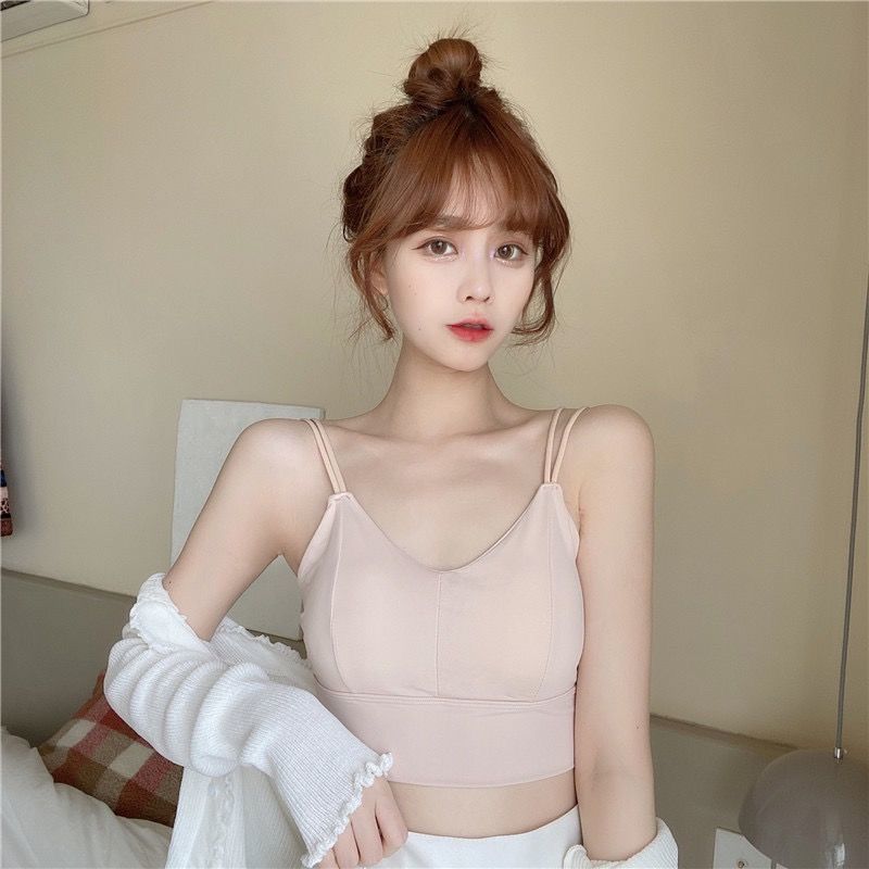 Summer thin ice silk sling underwear female students gather without steel ring anti-light tube top beautiful back