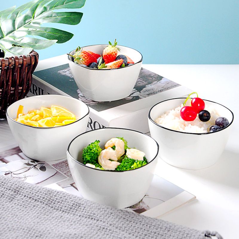 Guangshui ceramic rice bowl 4.5 inches 10 creative student Nordic square bowl tableware household bowl [issued on May 28]