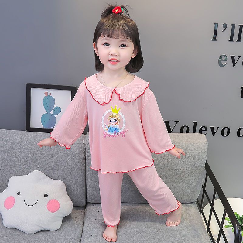 Children's pajamas girls summer modal short-sleeved thin suit little girl princess children's new western-style home clothes