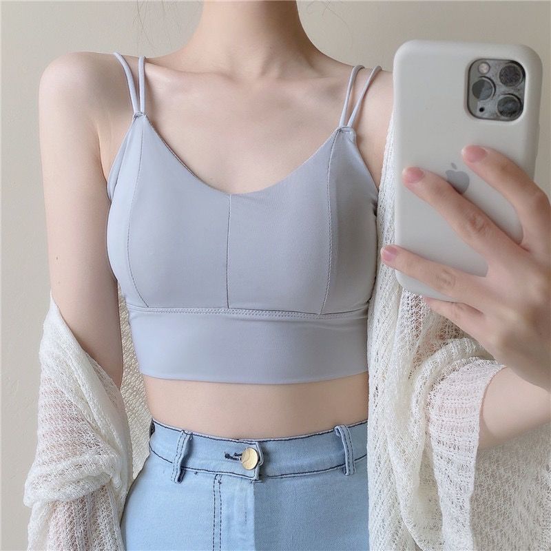 Summer thin ice silk sling underwear female students gather without steel ring anti-light tube top beautiful back