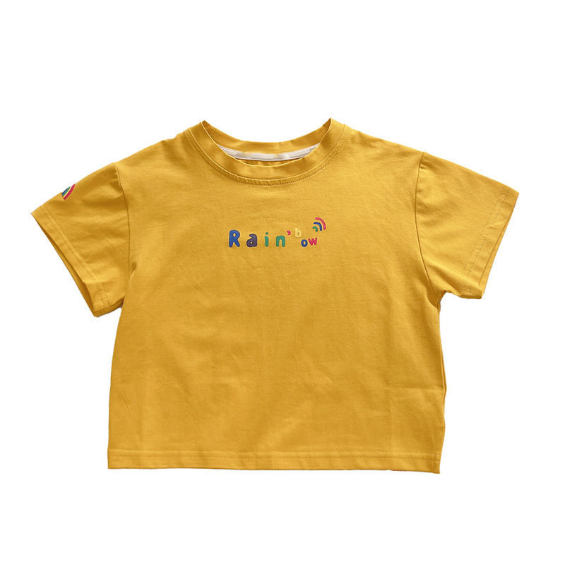 Color praise~Korean version of children's loose cotton short-sleeved T-shirt baby summer thin section yellow half-sleeved T-shirt boy trend