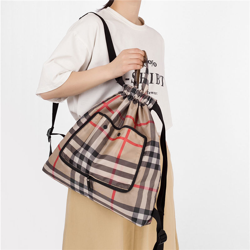牛津布可折叠包购物袋多功能防水抽绳双肩包旅行收纳背包大束口袋