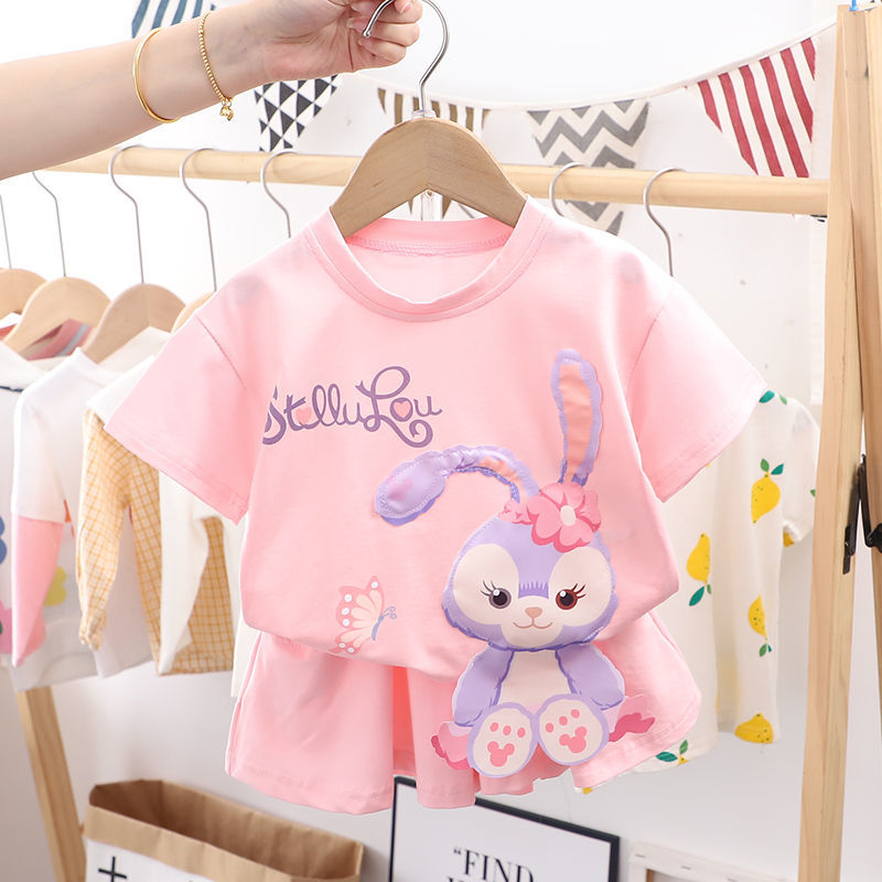 女童短褲套裝兩件套2023新款兒童夏季洋氣嬰兒衣服薄款女寶寶夏裝