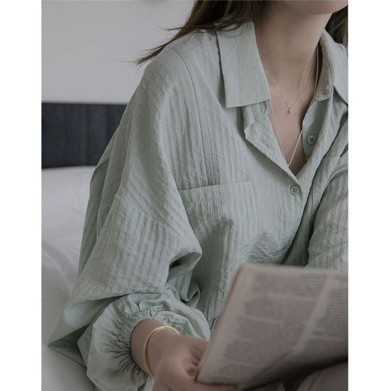 Retro Hong Kong style cotton linen shirt women's spring and summer thin French lazy loose design sense minority top sunscreen coat