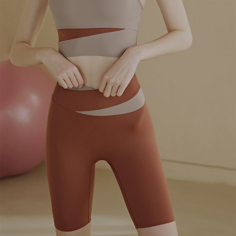 高级感瑜伽裤女夏网红健身打底裤提臀五分裤紧身高颜值健身骑行裤