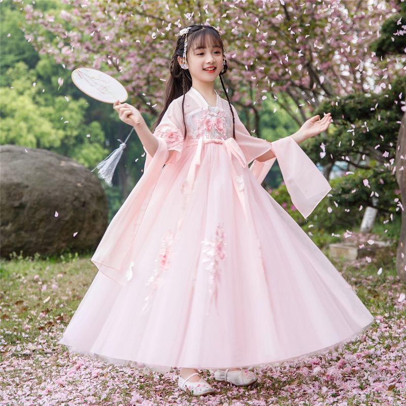 女童連衣裙夏裝2022新款兒童裝裙夏季薄款小女孩洋氣公主漢服