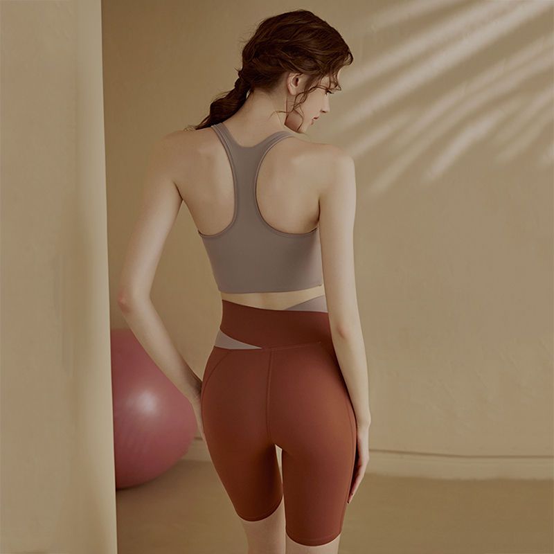 高级感瑜伽裤女夏网红健身打底裤提臀五分裤紧身高颜值健身骑行裤