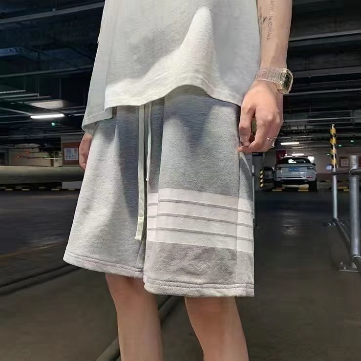 短褲男夏季ins薄款寬鬆潮牌運動衛褲休閒條紋百搭五分褲港風學生