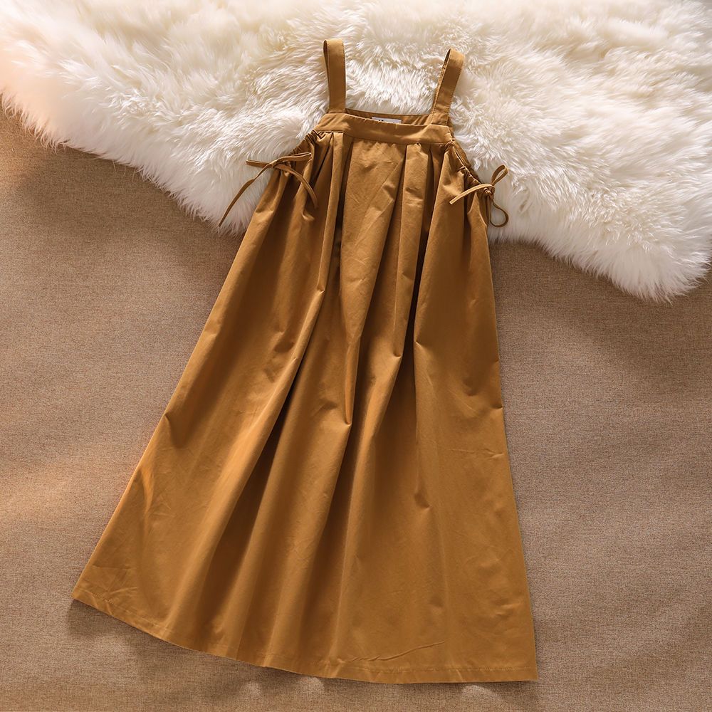 盐系少女感穿搭套装2022新款可爱日系复古风小众打褶背带裙两件套