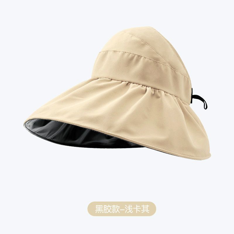 黑胶防晒帽女防紫外线遮脸遮阳帽大帽檐渔夫帽子可折叠太阳帽空顶