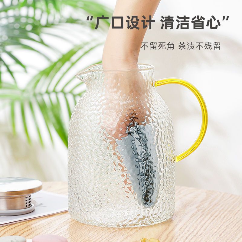 NRMEI冷水壶超大容量凉水壶大号玻璃锤纹耐高温茶壶家用水瓶套装