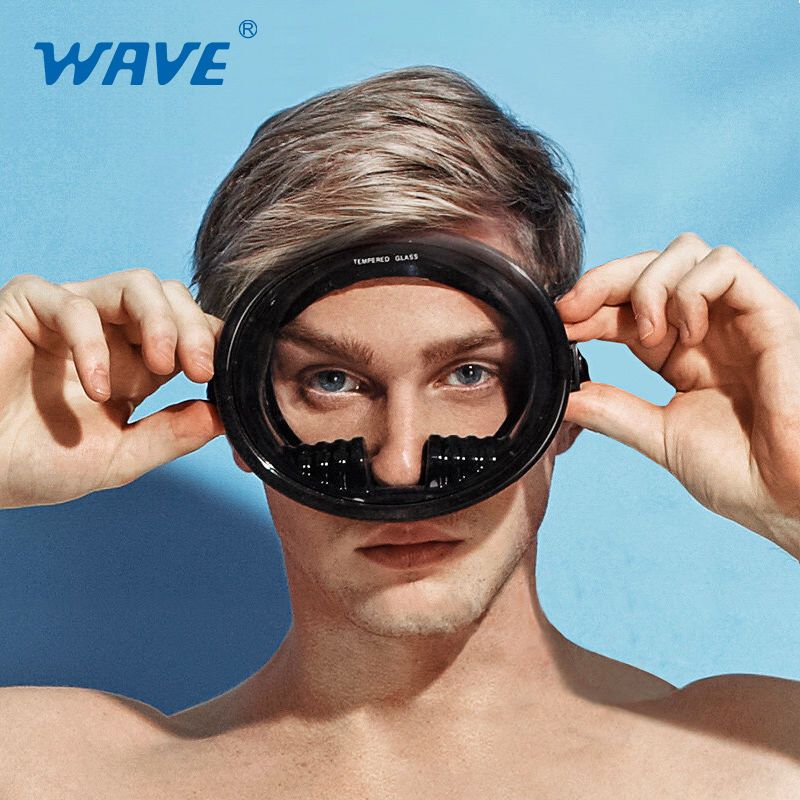 wave高清自由潜呼吸管潜水镜面镜浮潜游泳装备全面罩防水深潜
