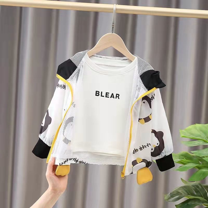 Boys Hooded Jacket Spring Penguin Girls Autumn Tops Western Style Baby Children Autumn Clothes Children's Spring and Autumn Coats