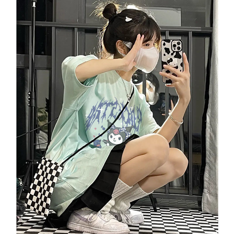 New summer  short-sleeved t-shirt female ins style Japanese cartoon Kulomi print loose half-sleeved top student tide