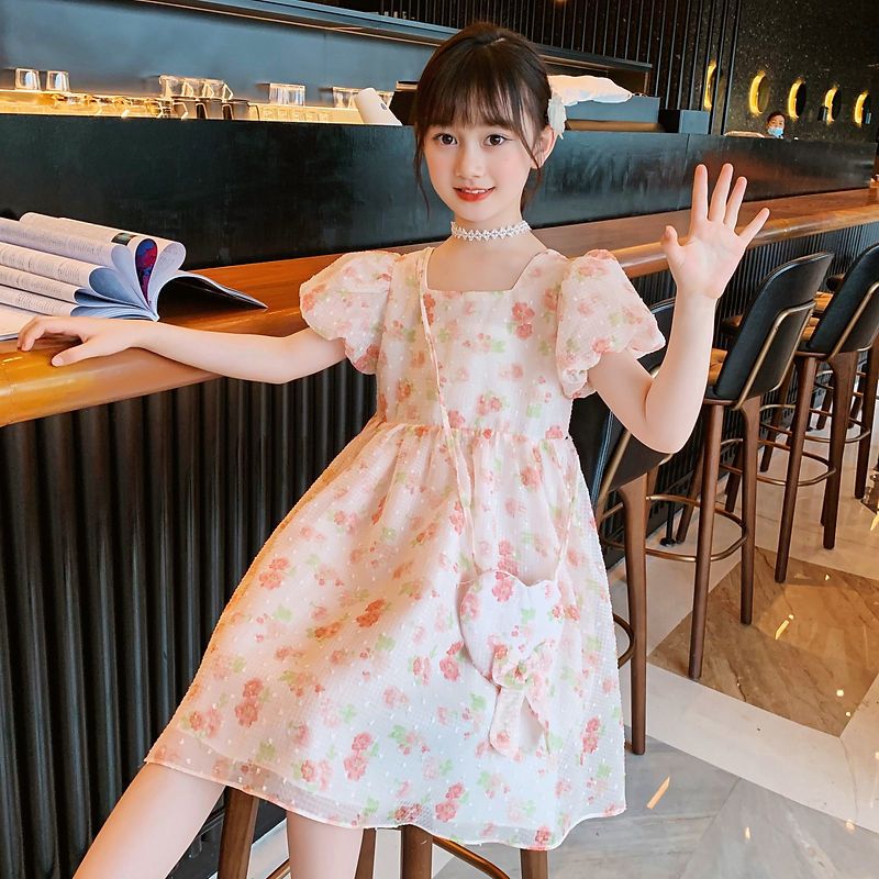 女童夏裝連衣裙2022新款韓版洋氣兒童夏季裙子女孩中大童公主裙潮