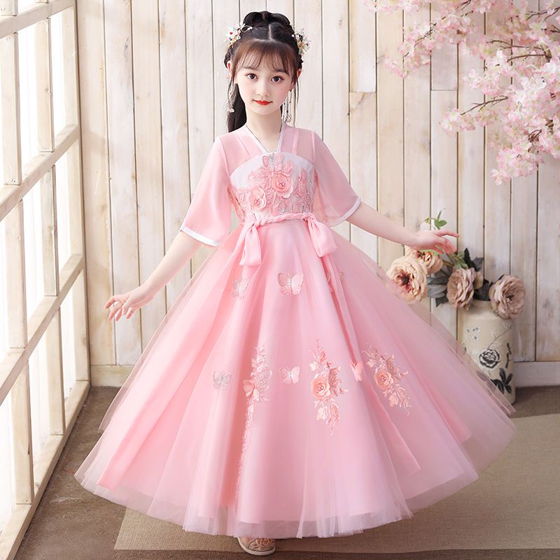 女童古裝超仙漢服古風襦裙夏裝兒童裝唐裝中國風小女孩連衣裙春秋