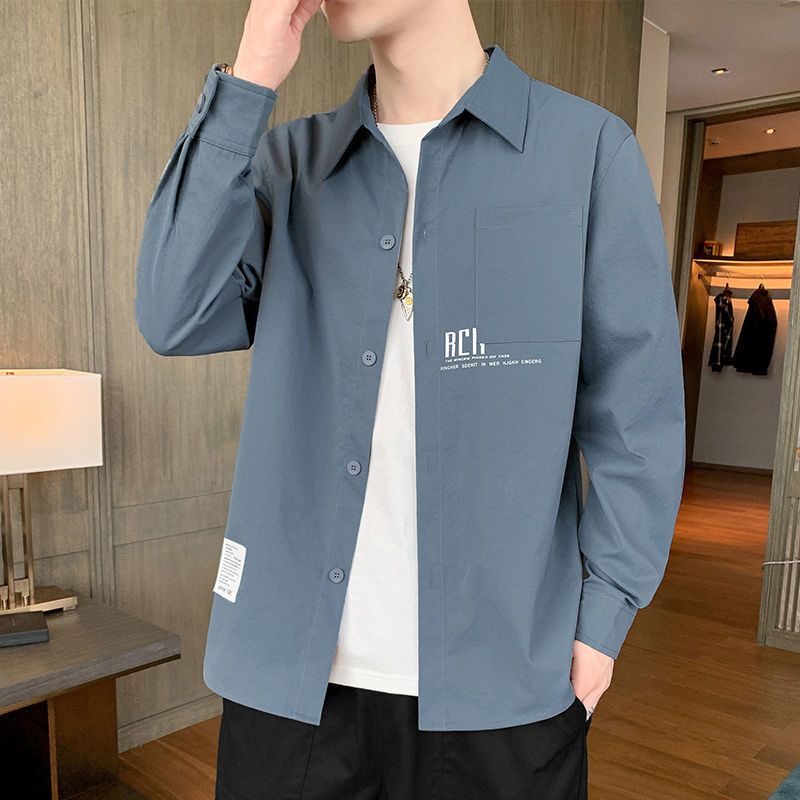 Gradient long-sleeved shirt men's spring and summer loose thin jacket Korean style trendy casual ins tide brand sunscreen shirt