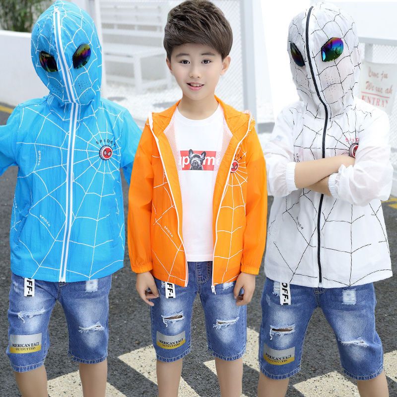 男童防曬衣薄款2023新款奧特曼衣服兒童防紫外線防曬服蜘蛛俠外套