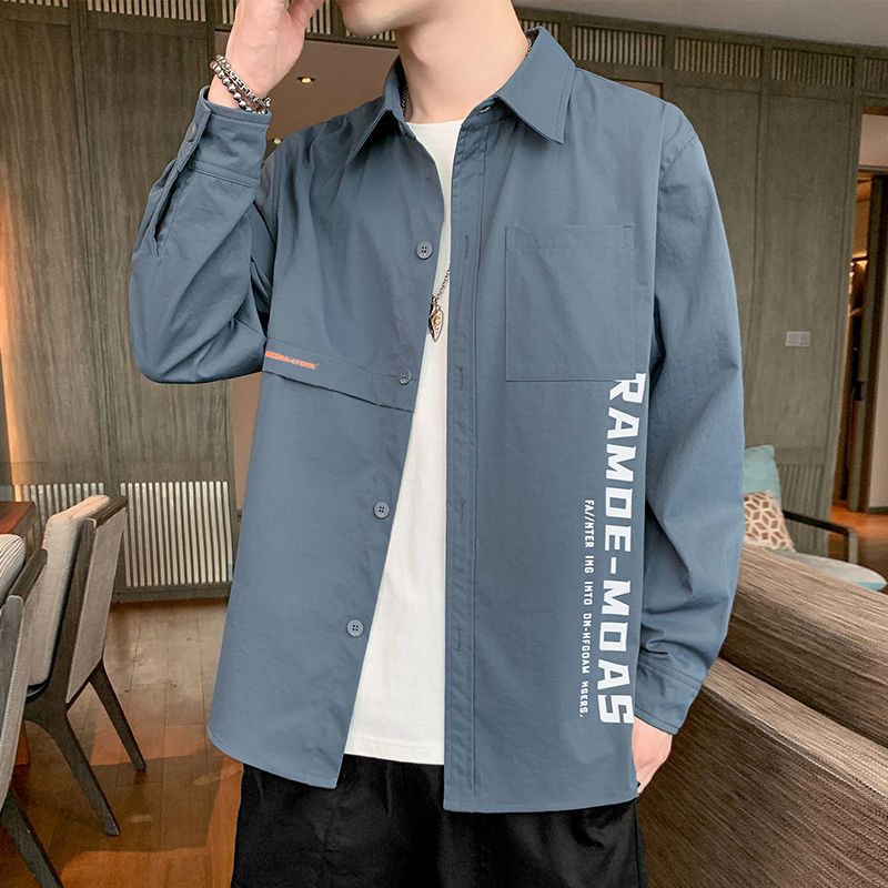 Gradient long-sleeved shirt men's spring and summer loose thin jacket Korean style trendy casual ins tide brand sunscreen shirt