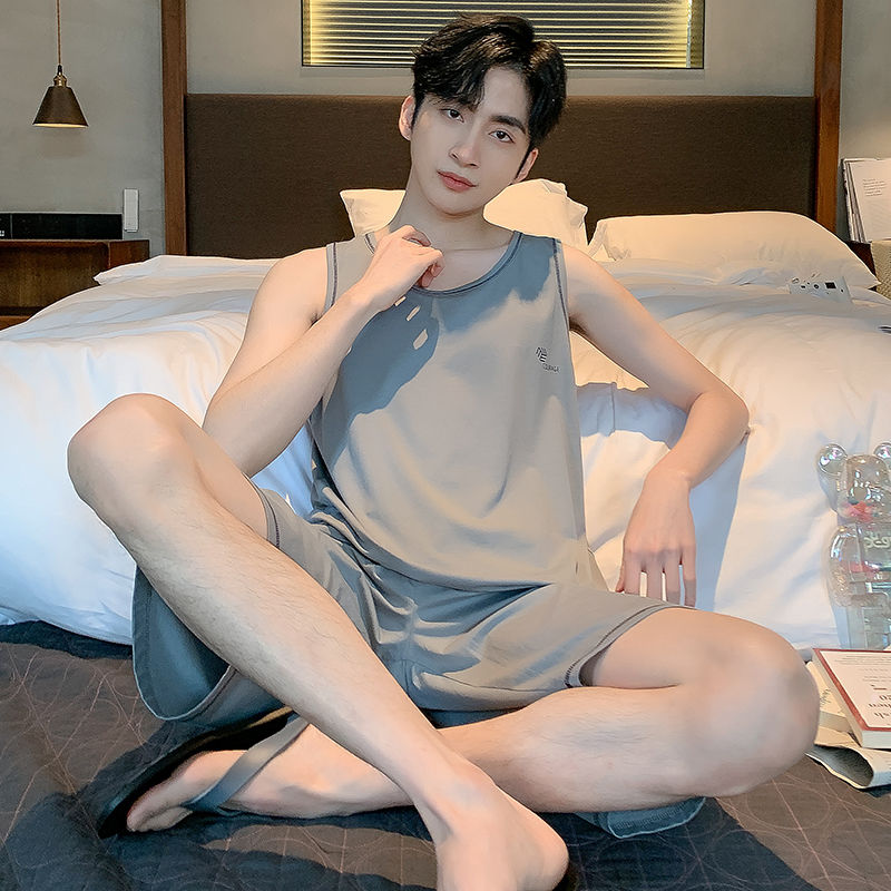 Men's summer pajamas modal thin section sleeveless teenagers can wear sports vest home service suit in summer