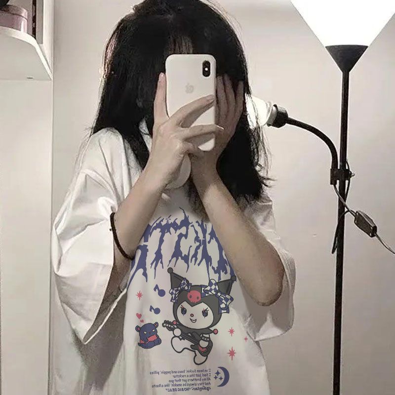 New summer  short-sleeved t-shirt female ins style Japanese cartoon Kulomi print loose half-sleeved top student tide