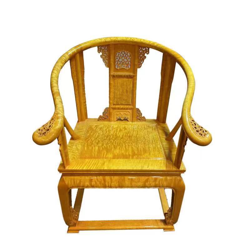 金丝楠皇宫椅圈椅三件套中式客厅古典榫卯靠背椅仿古官帽红木家具