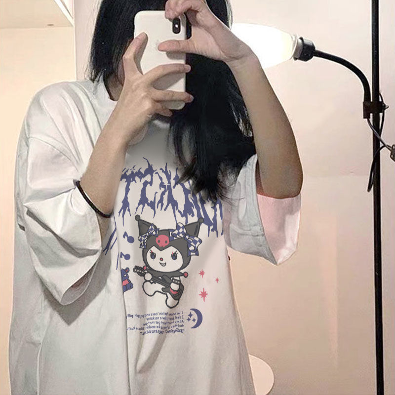 New summer  short-sleeved t-shirt female ins style Japanese cartoon Kulomi print loose half-sleeved top student tide