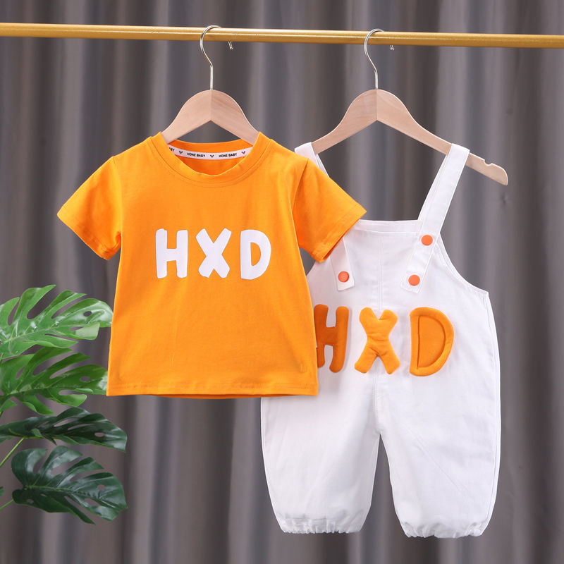 男童夏装套装洋气男宝宝短袖背带裤两件套01-3周岁婴儿童夏季潮衣