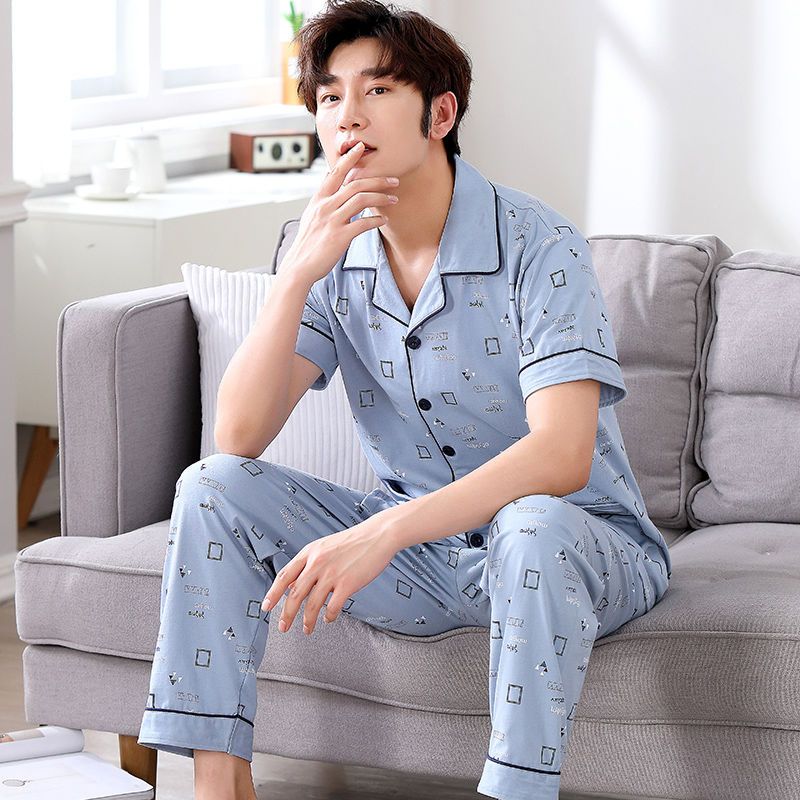 Song Qianya men's home clothes summer thin section short-sleeved trousers pure cotton loose men's pajamas men's spring and summer suit