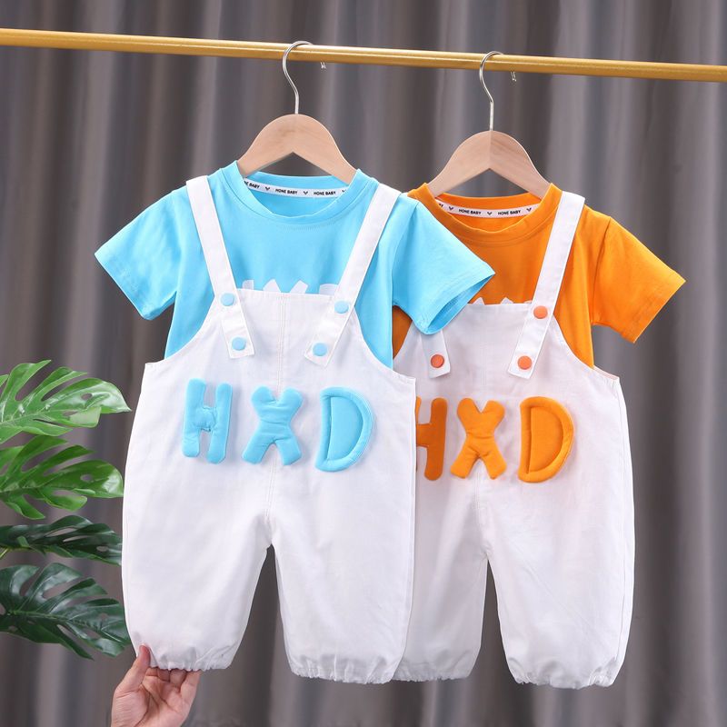 男童夏装套装洋气男宝宝短袖背带裤两件套01-3周岁婴儿童夏季潮衣