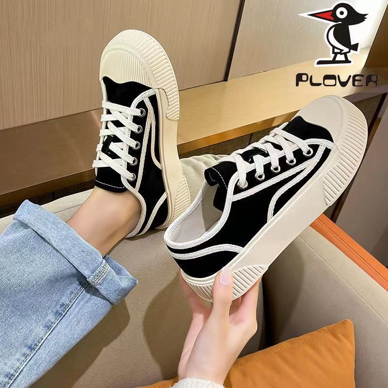 PLOVER啄木鳥2022新款帆布鞋女百搭學生ins潮ulzzang餅乾鞋子小眾