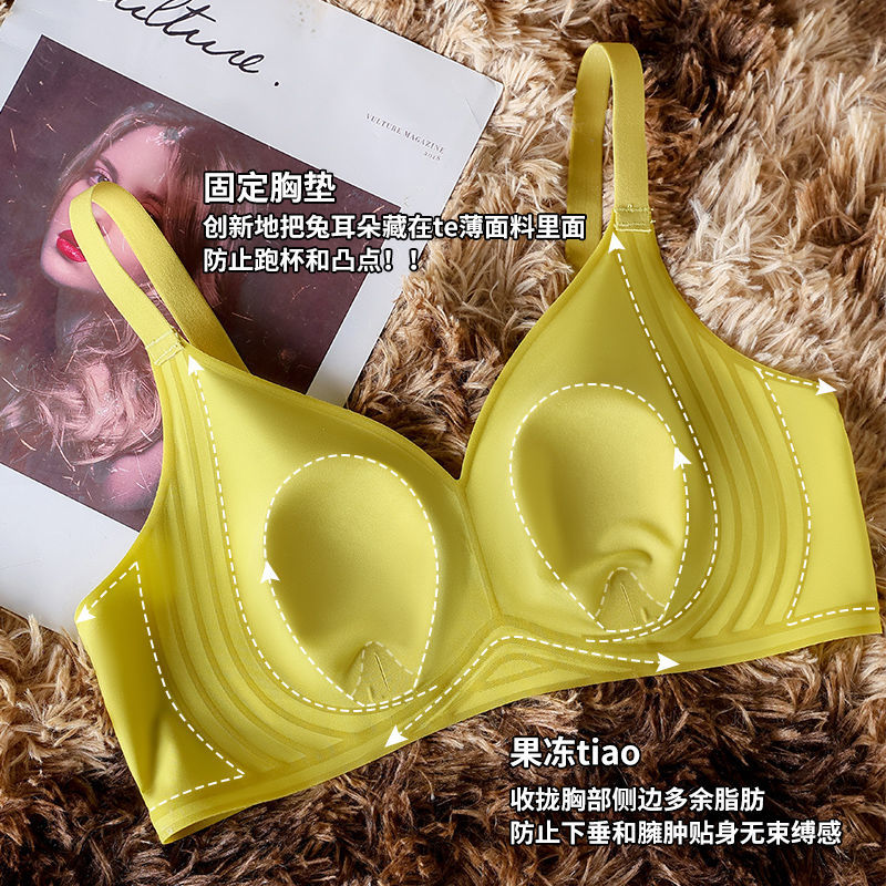 Unmarked Yunduo sports underwear women's big breasts show small thin top support breathable no steel ring soft support sleep bra