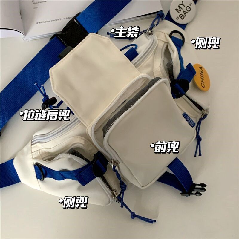 Japanese Harajuku style street trend messenger bag for men and women Korea ins retro neutral tooling chest bag all-match waist bag