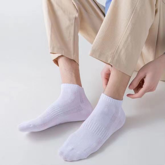 165747-袜子男夏季薄款短袜防臭棉袜吸汗透气黑白灰纯色低帮浅口袜子-详情图