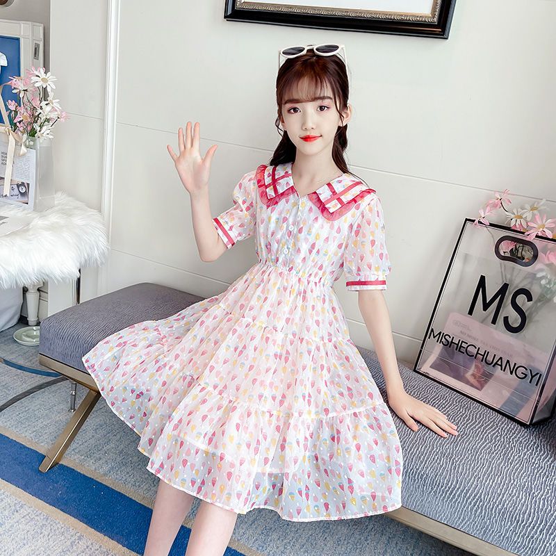 女童连衣裙夏装薄款2023新款韩版短袖气质长款裙子儿童网红公主裙