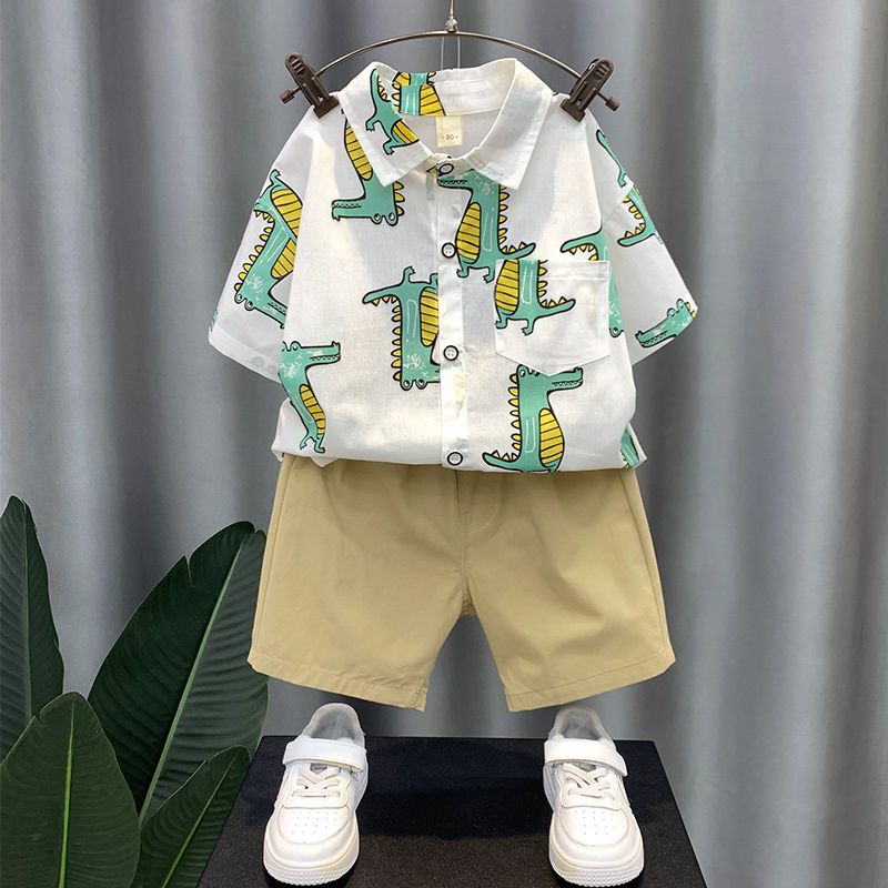 男童夏裝短袖套裝夏季2023年新款兒童裝運動服酷帥潮牌炸街兩件套