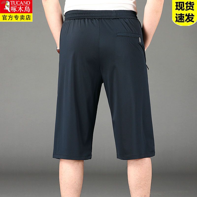 175585-啄木鸟七分裤男夏季夏天爸爸裤子薄款冰丝裤短裤速干透气男裤外穿-详情图