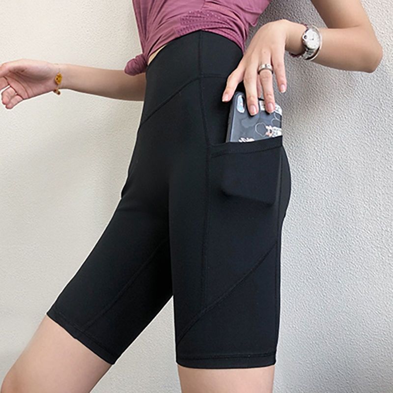 Yoga Pants women's tight high waist wear high elastic yoga clothes outside fitness quick dry running shorts quarter pants summer