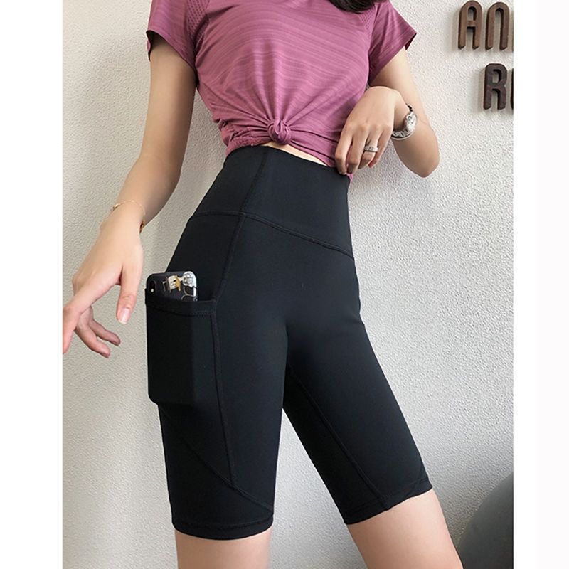 Yoga Pants women's tight high waist wear high elastic yoga clothes outside fitness quick dry running shorts quarter pants summer