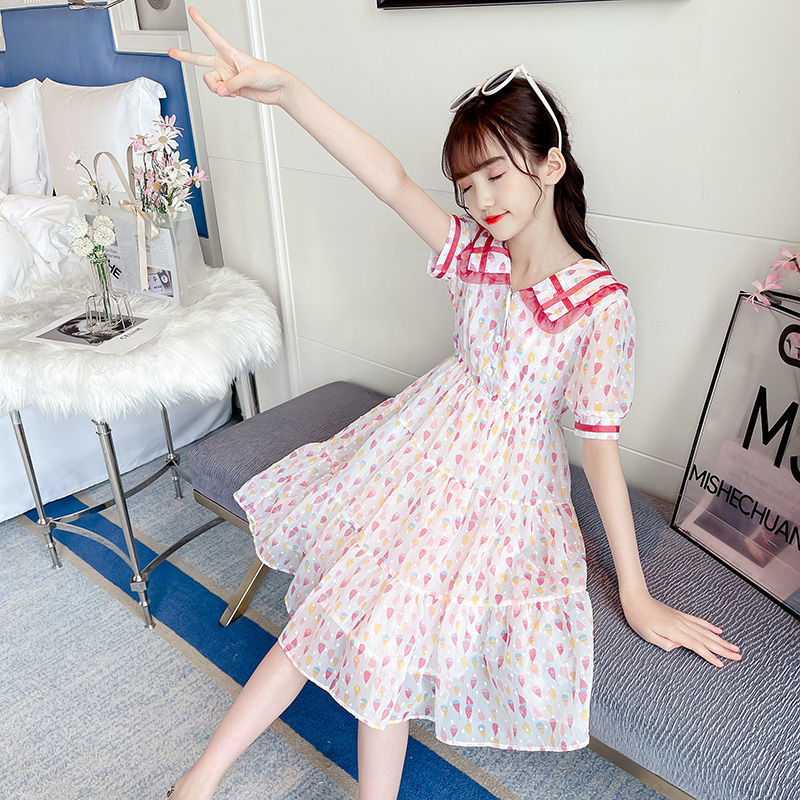 女童连衣裙夏装薄款2023新款韩版短袖气质长款裙子儿童网红公主裙