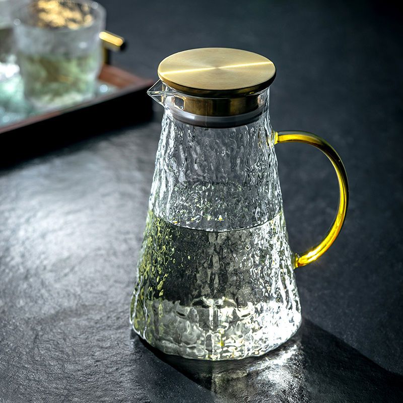 冰川纹冷水壶玻璃凉水壶耐高温家用大容量装凉白开壶水杯茶壶套装