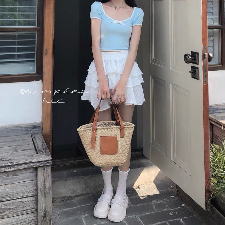 White A-line Half-length Skirt for Women  Spring/Summer New Small Market Pure and Versatile Short Skirt High Waist Slim Cake Skirt