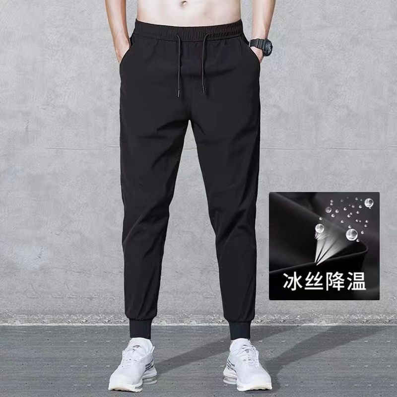 165797-运动裤子男士春夏季薄款休闲长裤潮流速干宽松束脚男装九分男裤-详情图