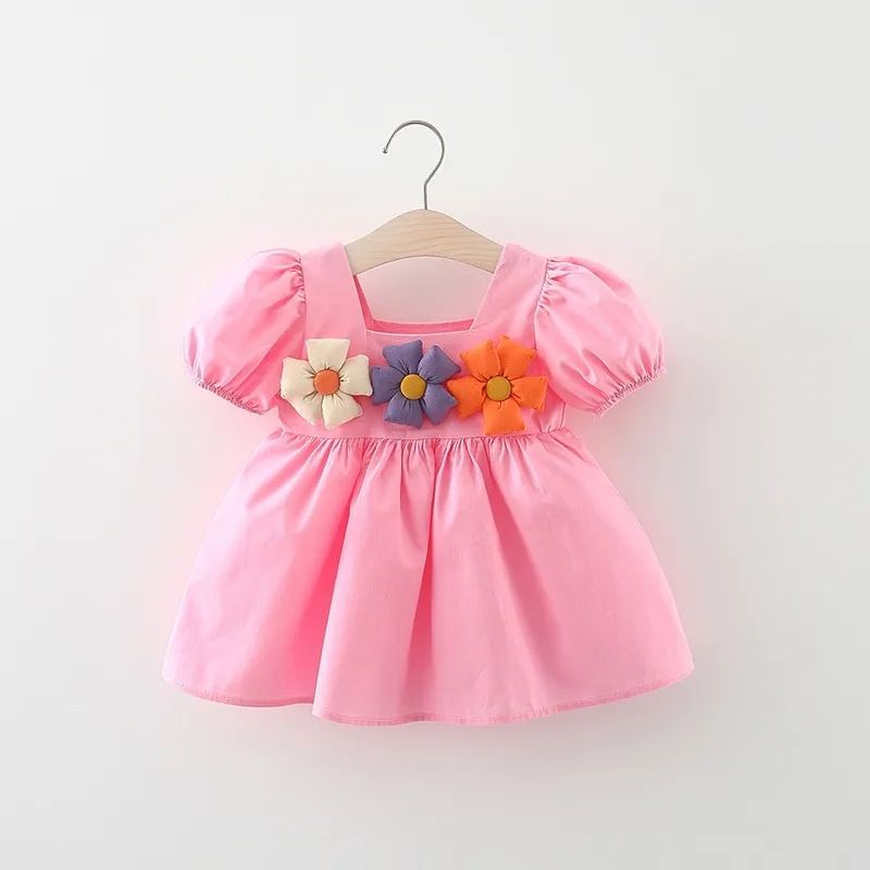 童装夏装宝宝连衣裙0-3周岁2新款女童公主纯色裙婴儿洋气短袖裙子