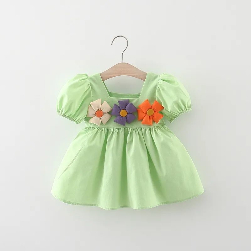 童装夏装宝宝连衣裙0-3周岁2新款女童公主纯色裙婴儿洋气短袖裙子