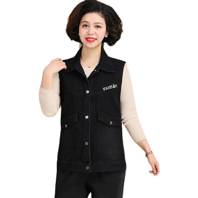 New denim jacket women's spring and autumn middle-aged foreign style vest jacket 2023 early autumn new middle-aged men's thin jacket