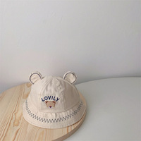 婴幼儿小童渔夫帽可爱小熊洋气薄款防晒遮阳帽子男女童百搭盆帽