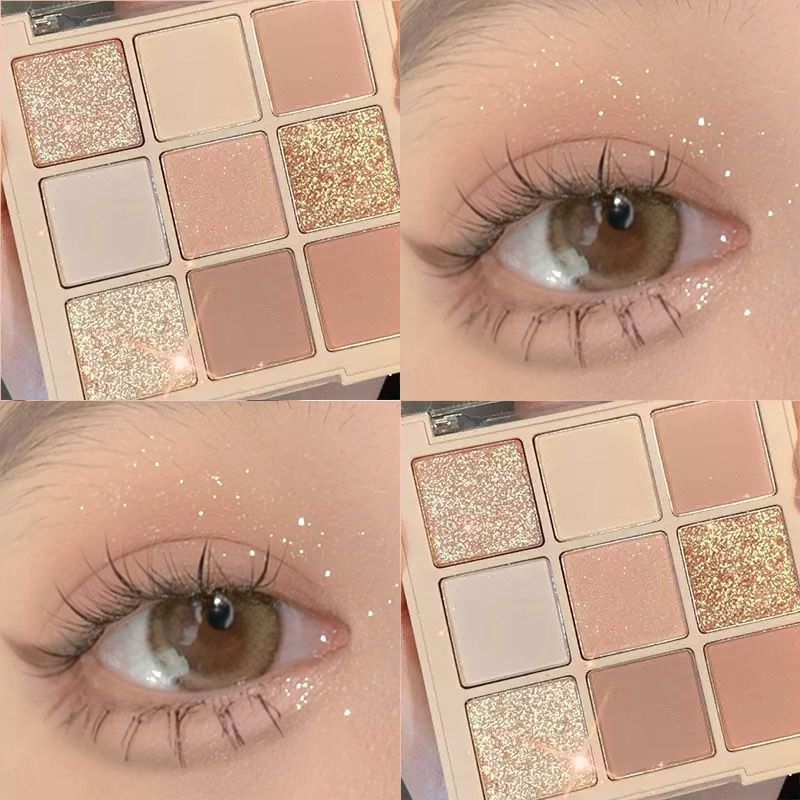 Plain water eye shadow palette 2023 new shiny sparkling beads matte affordable not easy to remove makeup waterproof students daily