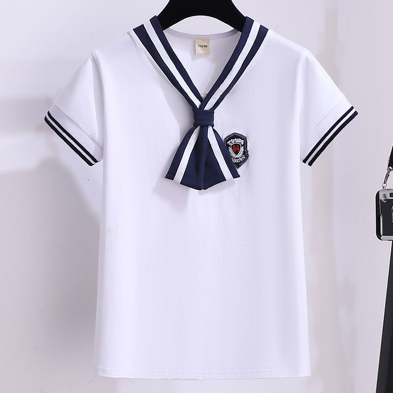 女童学院套装夏装2022新款洋气儿童短袖童装夏季两件套幼儿园校服