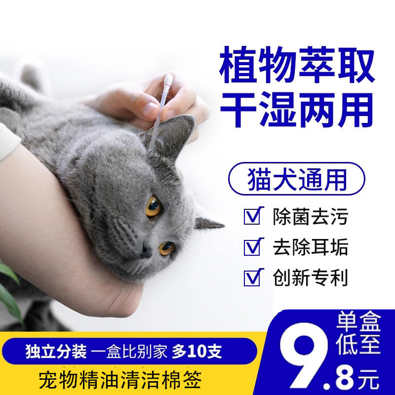 猫咪精油棉签宠物耳部清洁棒猫狗滴耳液预防耳螨宠物清洁用品